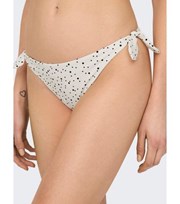 ONLY White Spot Tie Side Brazilian Bikini Bottoms